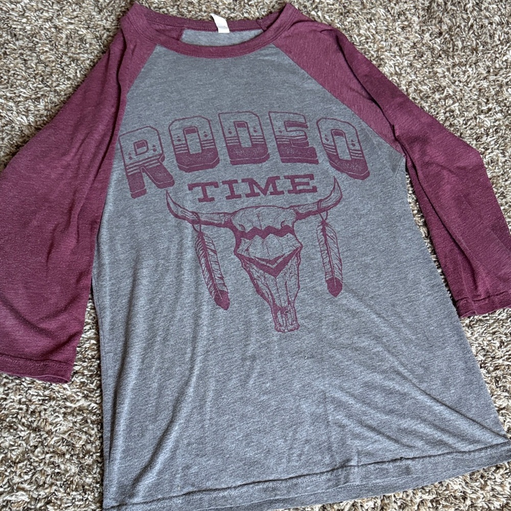 Bella Canvas Gray and Maroon Long Sleeve Tee